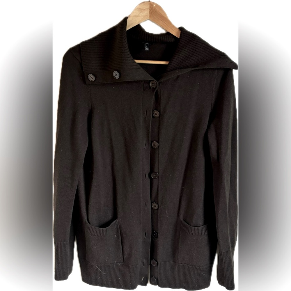 TALBOTS 100% Merino Wool Brown Button-Up Cardigan